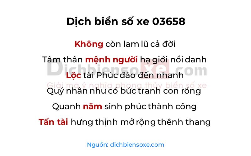 Dịch thơ biển số 03658