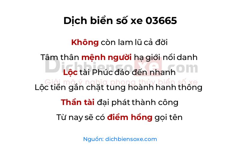 Dịch thơ biển số 03665