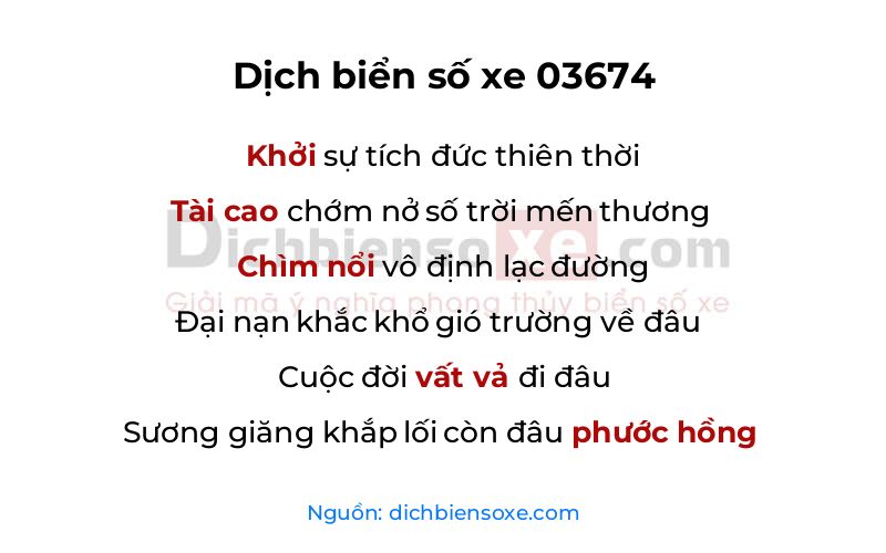 Dịch thơ biển số 03674