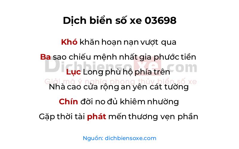 Dịch thơ biển số 03698