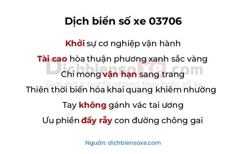 Dịch thơ biển số 03706