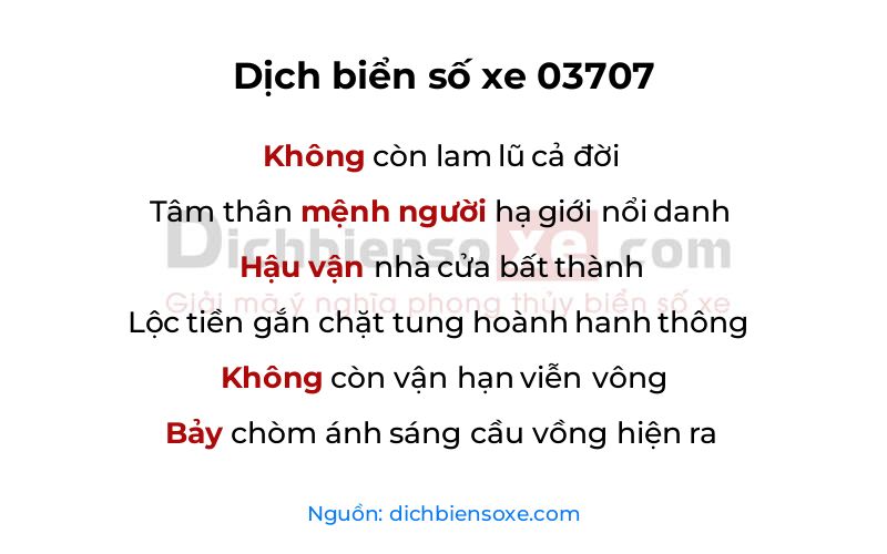 Dịch thơ biển số 03707