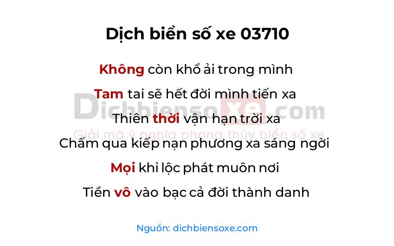 Dịch thơ biển số 03710