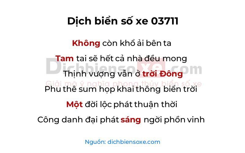 Dịch thơ biển số 03711