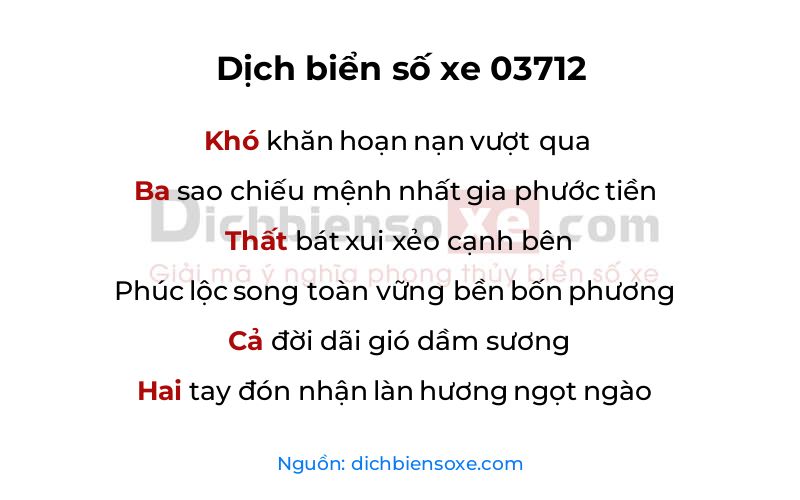 Dịch thơ biển số 03712