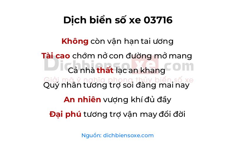 Dịch thơ biển số 03716