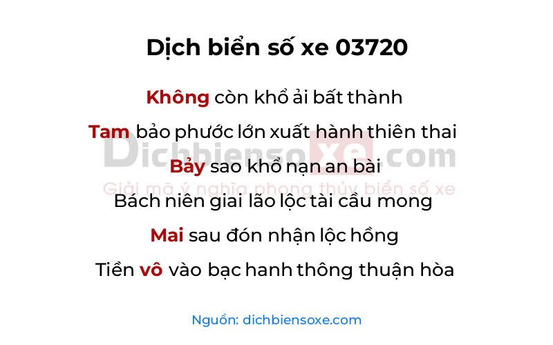 Dịch thơ biển số 03720