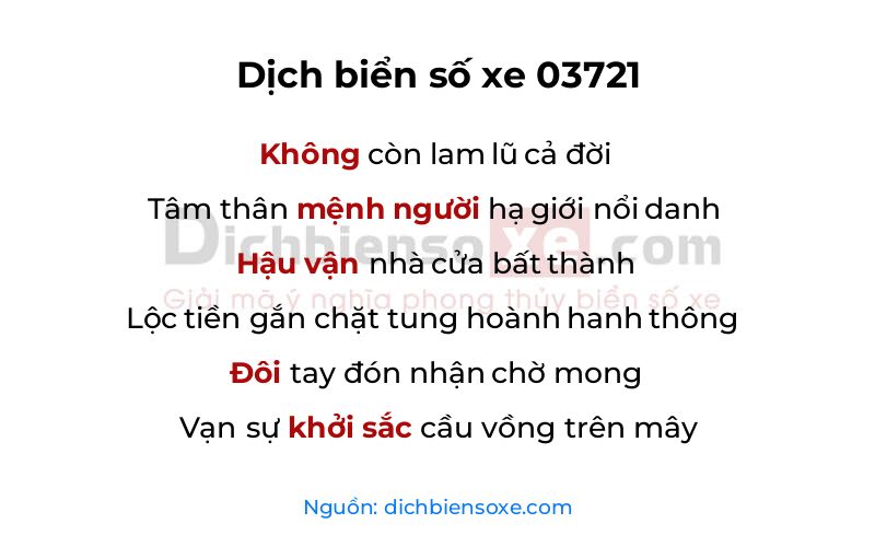 Dịch thơ biển số 03721