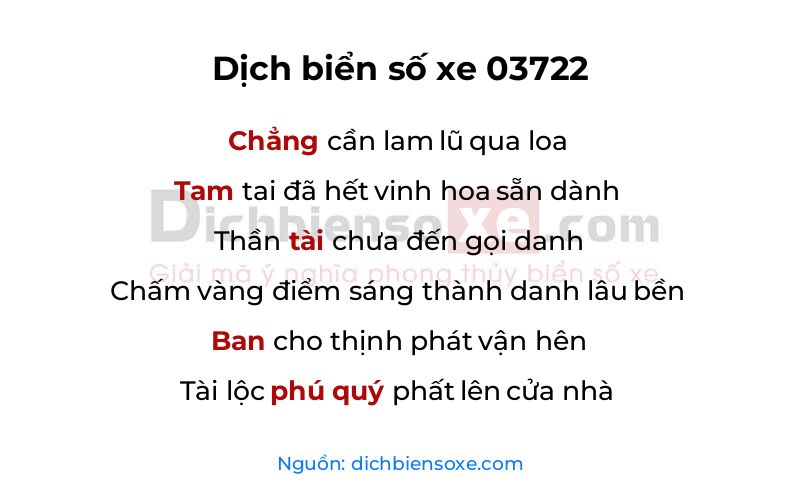 Dịch thơ biển số 03722