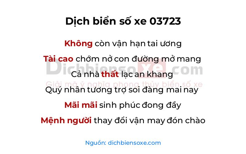 Dịch thơ biển số 03723