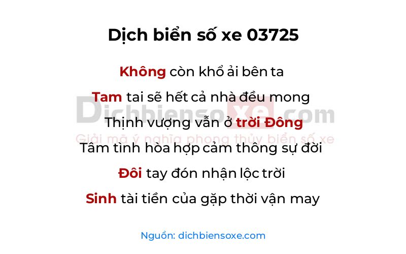 Dịch thơ biển số 03725