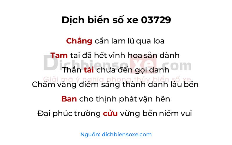 Dịch thơ biển số 03729