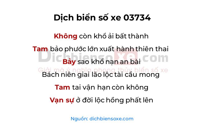 Dịch thơ biển số 03734