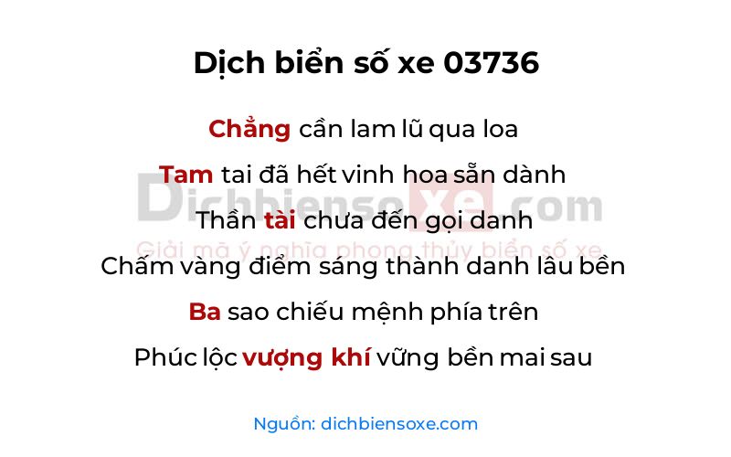 Dịch thơ biển số 03736