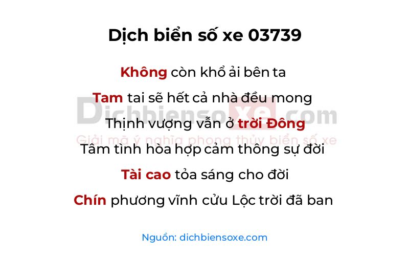 Dịch thơ biển số 03739