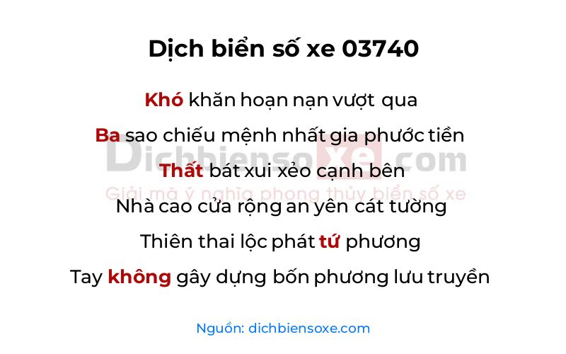 Dịch thơ biển số 03740