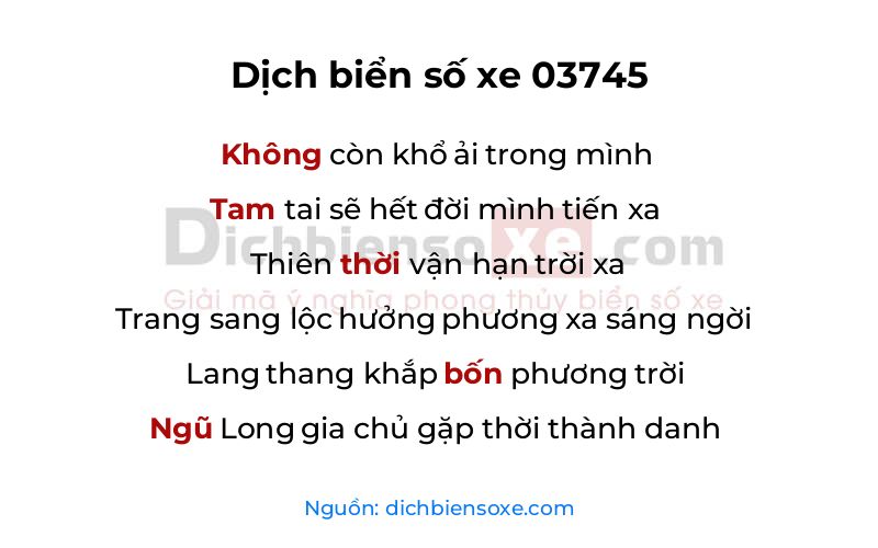 Dịch thơ biển số 03745