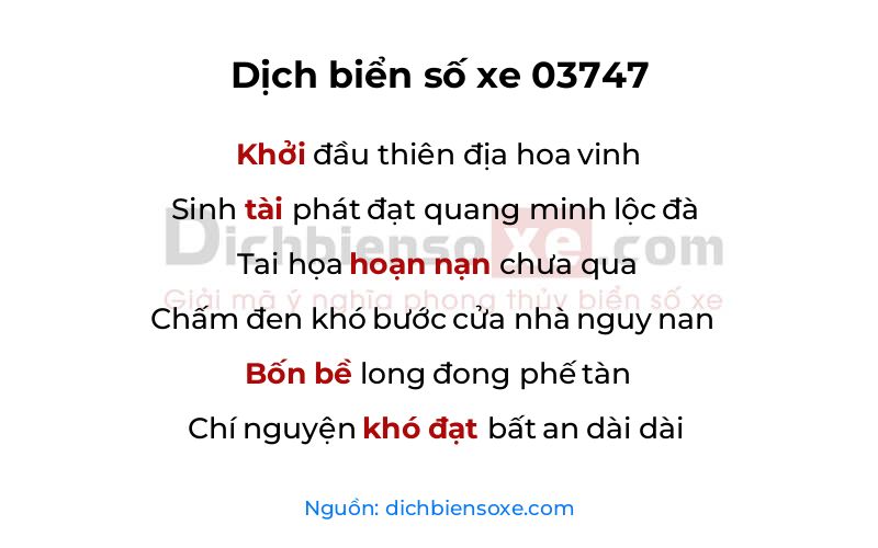 Dịch thơ biển số 03747