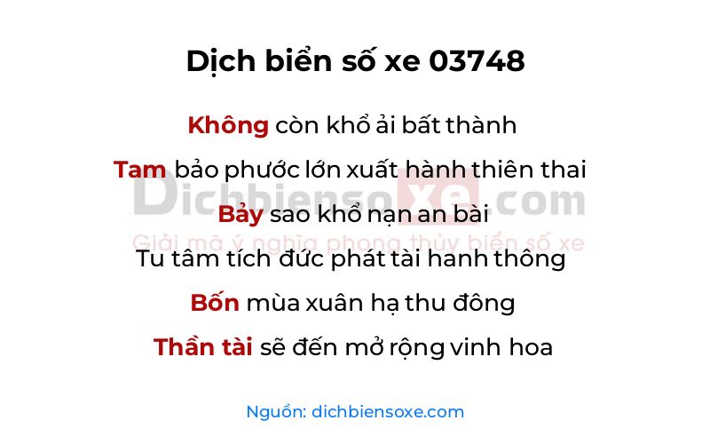 Dịch thơ biển số 03748