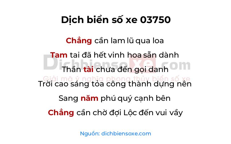 Dịch thơ biển số 03750