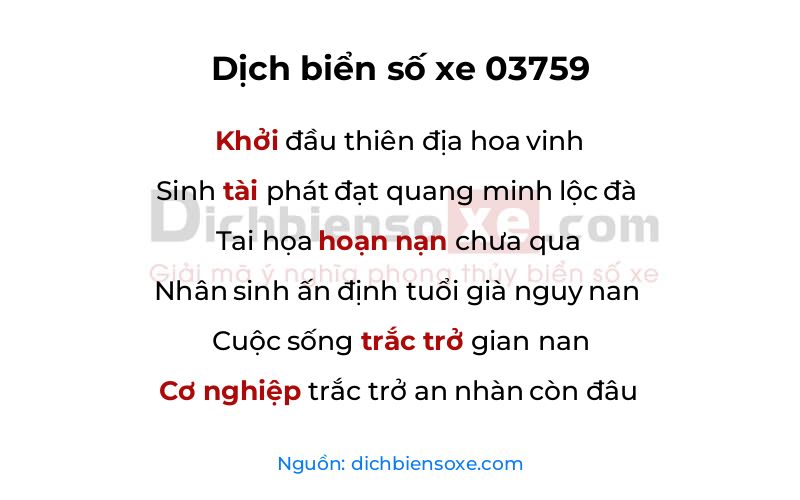Dịch thơ biển số 03759
