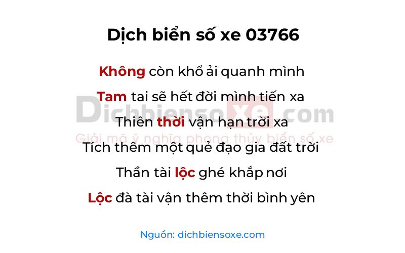 Dịch thơ biển số 03766