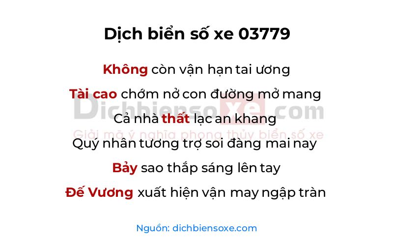 Dịch thơ biển số 03779