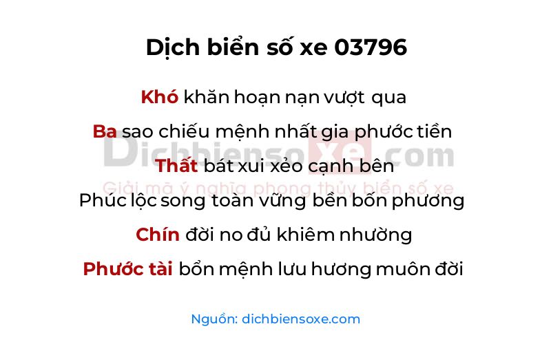 Dịch thơ biển số 03796