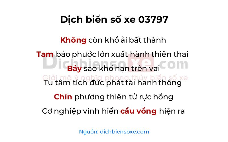 Dịch thơ biển số 03797