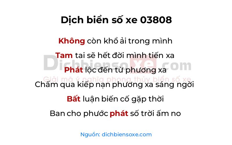 Dịch thơ biển số 03808