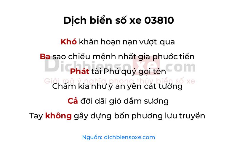 Dịch thơ biển số 03810