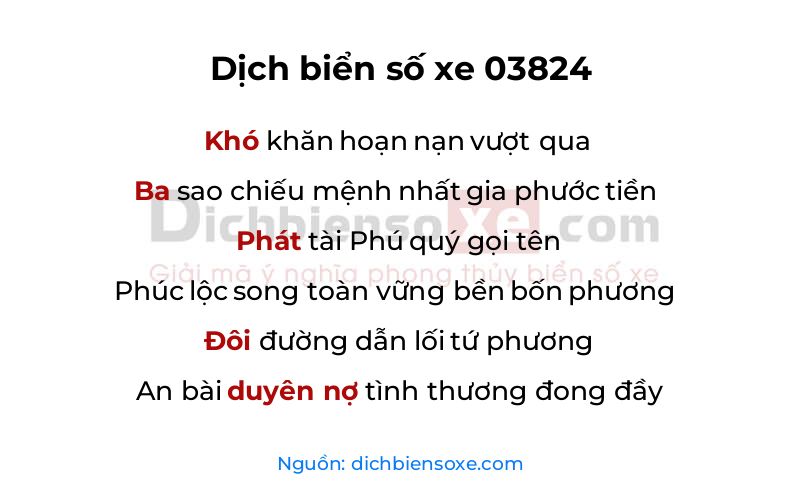 Dịch thơ biển số 03824
