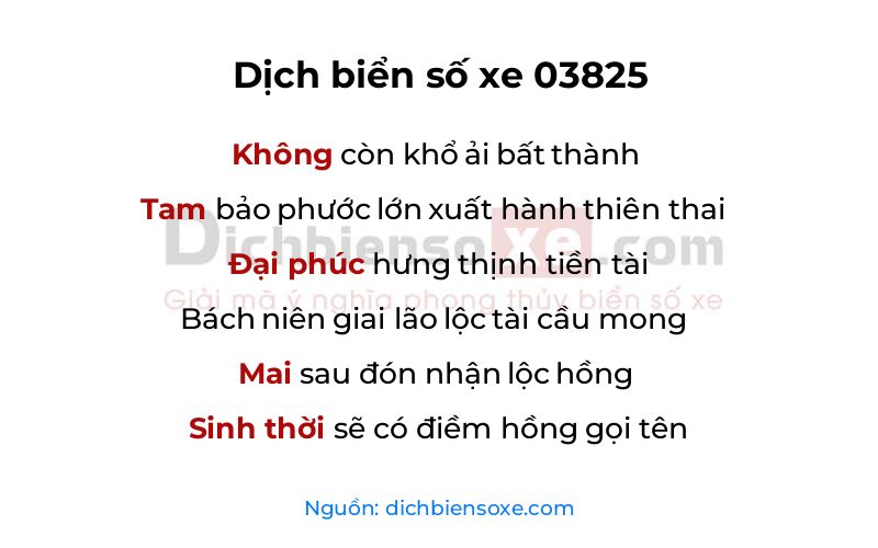 Dịch thơ biển số 03825