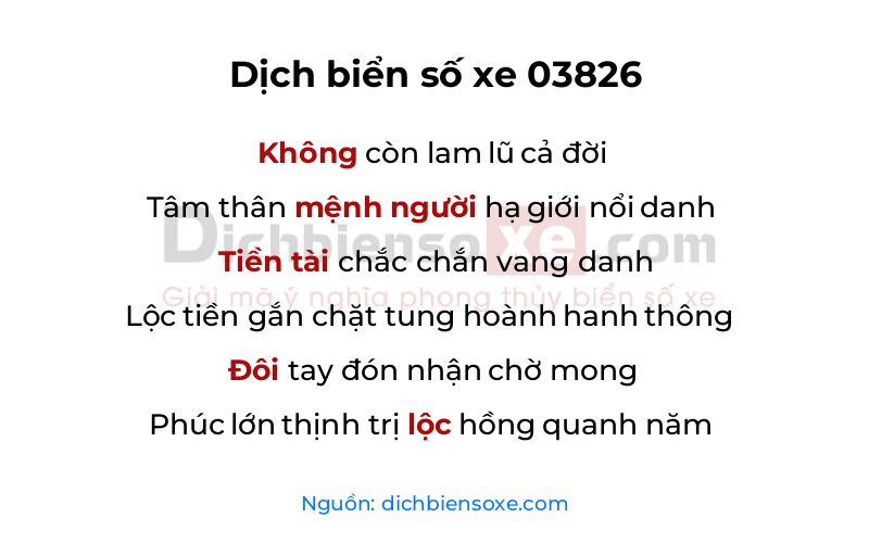 Dịch thơ biển số 03826