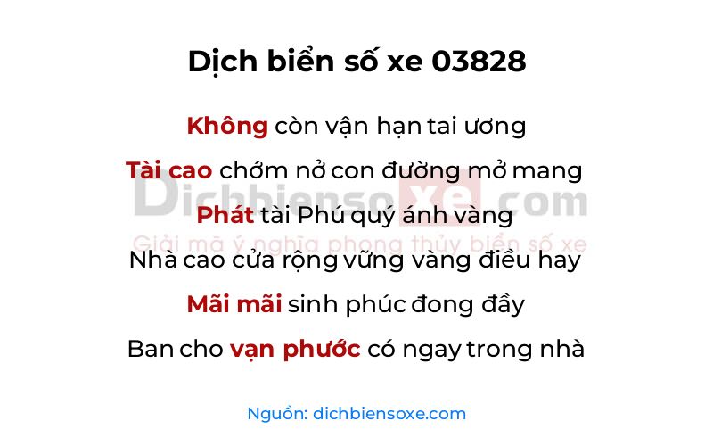 Dịch thơ biển số 03828