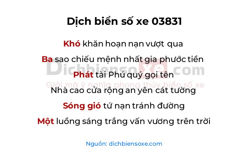 Dịch thơ biển số 03831