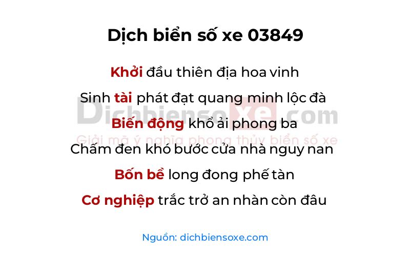 Dịch thơ biển số 03849