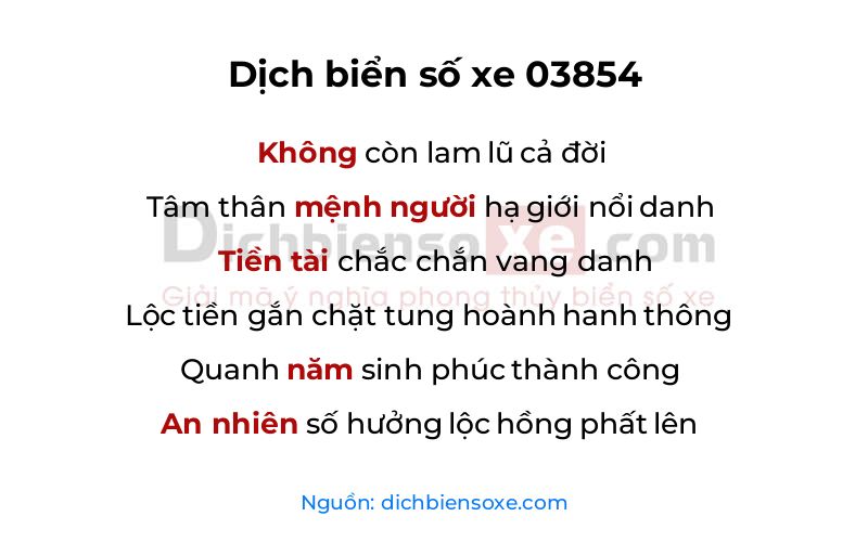 Dịch thơ biển số 03854