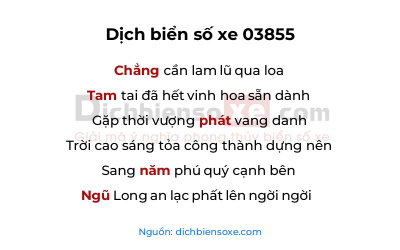 Dịch thơ biển số 03855