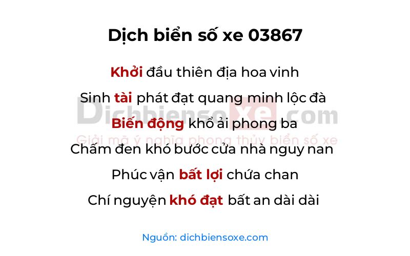 Dịch thơ biển số 03867
