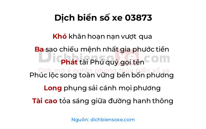 Dịch thơ biển số 03873