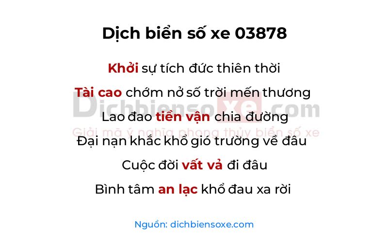 Dịch thơ biển số 03878
