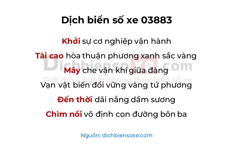 Dịch thơ biển số 03883