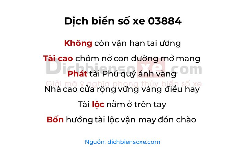 Dịch thơ biển số 03884