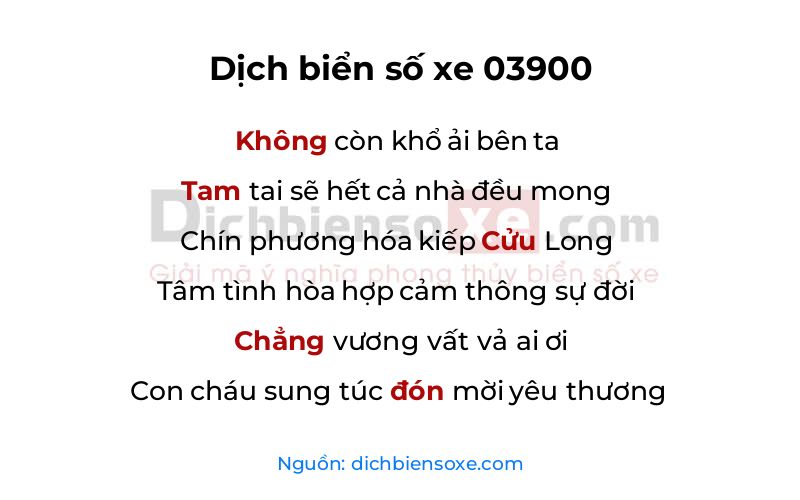 Dịch thơ biển số 03900