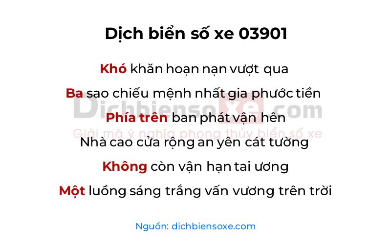 Dịch thơ biển số 03901