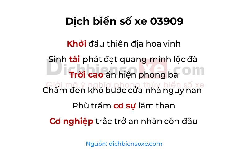 Dịch thơ biển số 03909