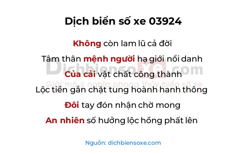 Dịch thơ biển số 03924