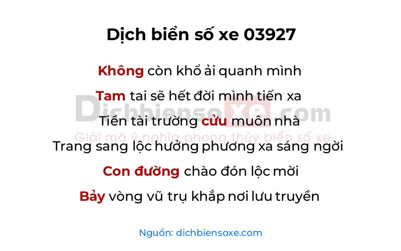 Dịch thơ biển số 03927