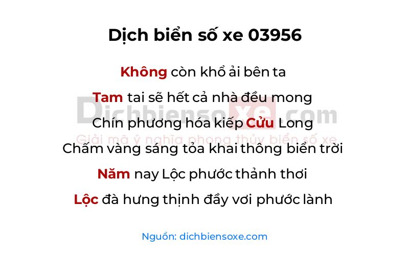Dịch thơ biển số 03956